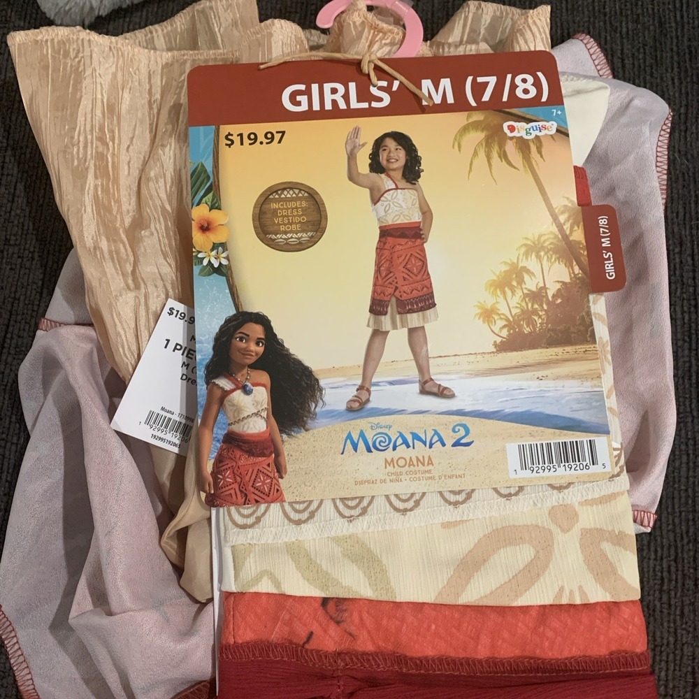 Moana 2 Costume‎ Girls Med Size 7/8 Disney Cos Play Halloween Disguise NIP